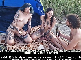 Spin the Bottle Game on the Beach -Unforgettable Holiday Sex w. Two Stunning Girls english subtitles