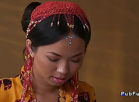 Thai masseuse gives footjob