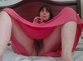 Mommy Red Threads Hairy Pussy